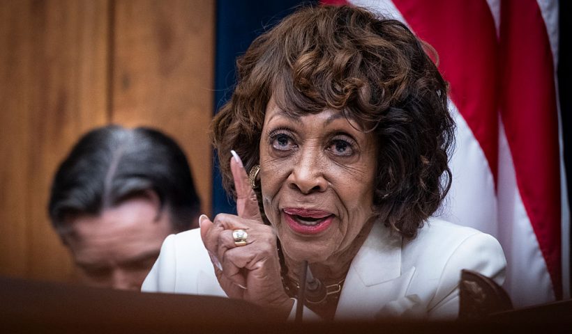 WASHINGTON, DC - MAY 7: Ranking Member Maxine Waters (D-CA) questions Treasury Secretary Scott Bessent as he appears before the House Financial Services Committee on May 7, 2025 in Washington, DC. Bessent is testifying on the state of international financial systems (Photo by Pete Marovich/Getty Images)