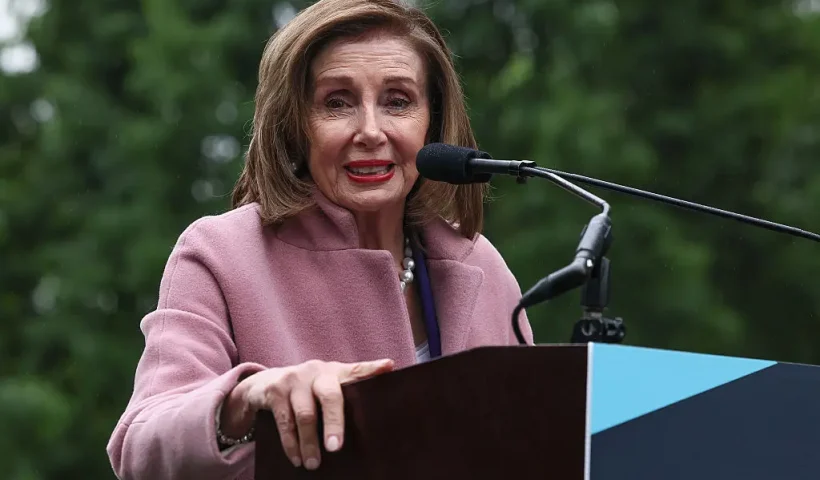 WASHINGTON, DC - MAY 21: Rep. Nancy Pelosi (D-CA) speaks during a rally opposing House Republicans Tax Proposal prior to the final House Vote on Capitol Hill on May 21, 2025 in Washington, DC. (Photo by Jemal Countess/Getty Images for Families Over Billionaires)