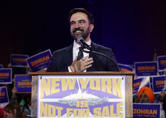 New York City mayoral candidate Zohran Mamdani speaks during a campaign rally at Forest Hills Stadium in the Queens borough of New York City on October 26, 2025. New Yorkers will cast their votes for mayor on November 4, 2025. Mamdani, the Democratic candidate, is the current frontrunner ahead of former New York Governor and independent candidate Andrew Cuomo and Republican candidate Curtis Sliwa. (Photo by ANGELA WEISS / AFP) (Photo by ANGELA WEISS/AFP via Getty Images)