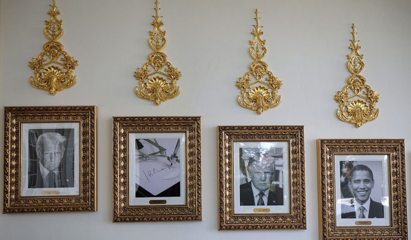 WASHINGTON, DC - OCTOBER 30: Framed portraits of U.S. Presidents Donald Trump and Barack Obama flank an image of former U.S. President Joe Biden's signature and an autopen along "The Presidential Walk of Fame" on the wall of the colonnade outside of the Oval Office at the White House on October 30, 2025 in Washington, DC. Trump has accused the previous administration of forging Biden's signature with an autopen due to "cognitive decline." (Photo by Alex Wong/Getty Images)
