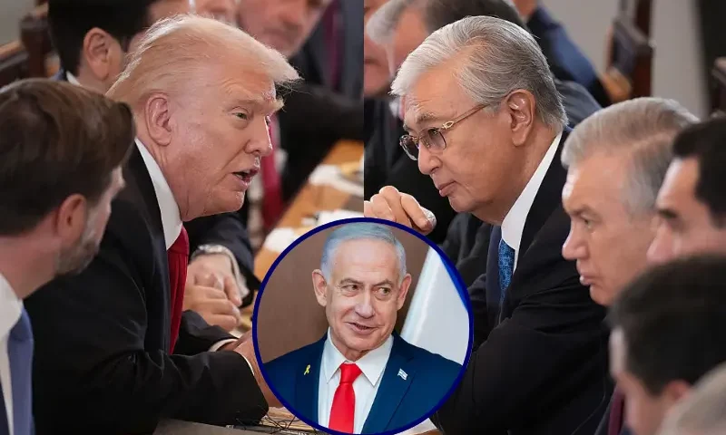 U.S. President Donald Trump, joined by lawmakers and members of his administration, delivers remarks during a dinner with leaders of Central Asian countries in the East Room of the White House on November 6, 2025, in Washington, DC. Trump hosted presidents Kassym-Jomart Tokayev of Kazakhstan, Serdar Berdimuhamedow of Turkmenistan, Sadyr Japarov of Kyrgyzstan, Shavkat Mirziyoyev of Uzbekistan and Emomali Rahmon of Tajikistan. (Photo by Andrew Harnik/Getty Images) / President of Kazakhstan Kassym-Jomart Tokayev (C), joined by President of the Uzbekistan Shavkat Mirziyoyev (2nd-R), and President of Turkmenistan Serdar Berdimuhamedow attend a dinner hosted by U.S. President Donald Trump for leaders of Central Asian countries in the East Room of the White House on November 6, 2025, in Washington, DC. President Trump hosted the leaders to discuss regional peace and critical mineral resource trade. (Photo by Andrew Harnik/Getty Images) / Israeli Prime Minister Benjamin Netanyahu meets with U.S. Vice President J.D. Vance at the Prime Minister's Office on October 22, 2025 in Jerusalem, Israel. Vance is meeting with Prime Minister Benjamin Netanyahu in ongoing efforts to maintain the ceasefire between Israel and Hamas. (Photo by Nathan Howard - Pool/Getty Images)