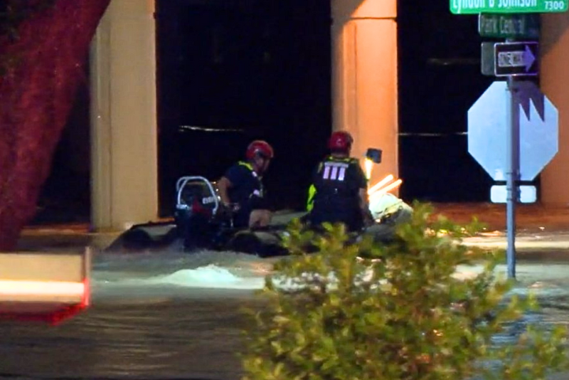 Photo screenshot taken from a video captured of the recent flooding in Dallas, Texas. (Photo via: Alanna Quillen of NBC News)