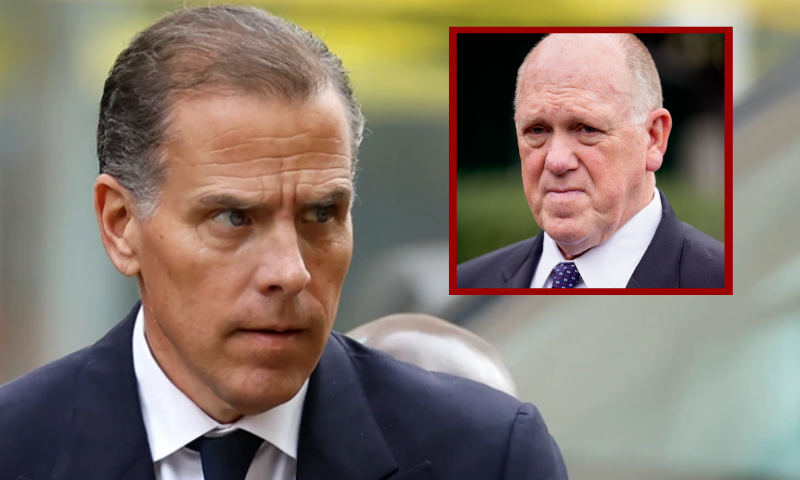 (Background) Hunter Biden, son of U.S. President Joe Biden, arrives to the J. Caleb Boggs Federal Building on June 06, 2024 in Wilmington, Delaware. (Kevin Dietsch/Getty Images) / (R) WASHINGTON, DC - MAY 29: White House border czar Tom Homan takes a question from members of the media as he walks back towards the West Wing of the White House following a television interview on May 29, 2025 in Washington, DC. During the interview, Homan praised U.S. President Donald Trump for securing the border. (Photo by Andrew Harnik/Getty Images)