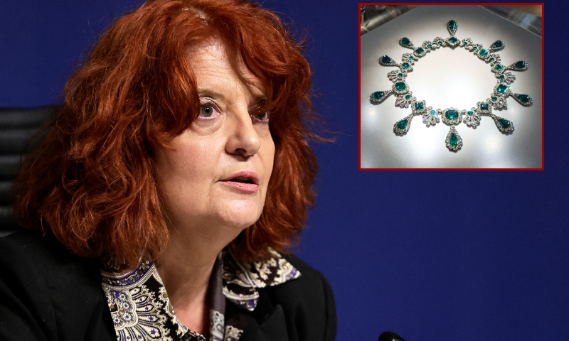 Paris State Prosecutor Laure Beccuau gives a press conference on October 29, 2025. (Photo by STEPHANE DE SAKUTIN/AFP via Getty Images)