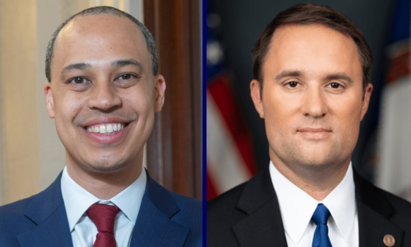 (L) Jay Jones. (Photo via: jayjones.com) / (R) incumbent Attorney General Jason Miyares. (Photo via: naag.org)