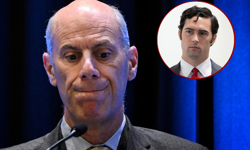(R) WASHINGTON, DC - JUNE 04: U.S. Rep. Brandon Gill (R-TX) leaves a House Republican caucus meeting at the U.S. Capitol on June 04, 2025 in Washington, DC. The Republicans met following the passage of the budget reconciliation bill. (Photo by Kevin Dietsch/Getty Images) / (Background) James Boasberg, chief judge of the US District Court for the District of Columbia, attends a panel discussion at the annual American Board Association (ABA) Spring Antitrust Meeting at the Marriott Marquis in Washington, DC, on April 2, 2025. Boasberg issued an injunction barring further flights of deportees under the Alien Enemies Act after two planeloads of Venezuelan migrants were sent to El Salvador on March 15. (Photo by Drew ANGERER / AFP) (Photo by DREW ANGERER/AFP via Getty Images)