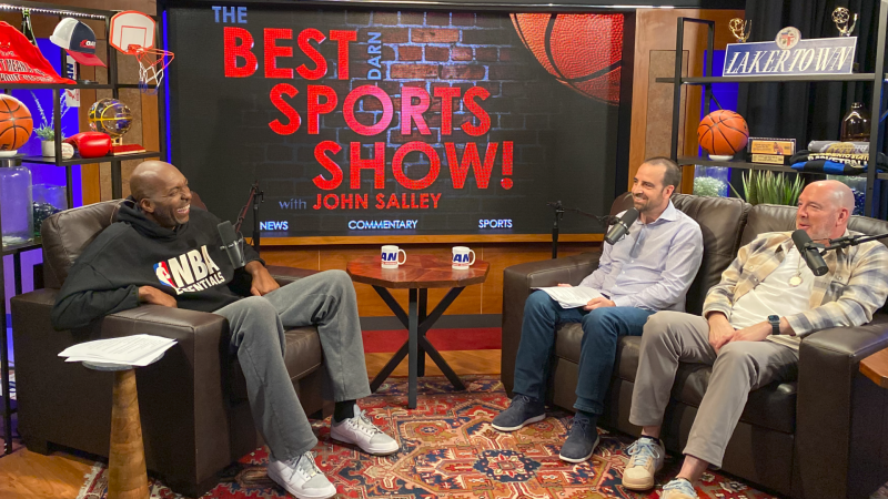 John Salley and guests on the set of The Best Darn Sports Show on OAN