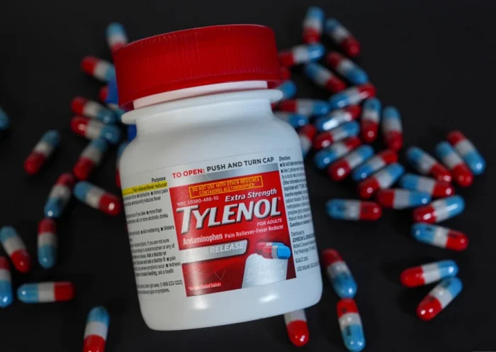 Extra Strength Tylenol is shown in Carmel, Ind., Tuesday, Sept. 23, 2025. (AP Photo/Michael Conroy, file)