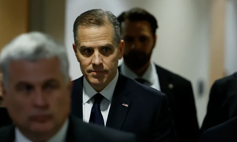 WASHINGTON, DC - FEBRUARY 28: Hunter Biden, son of U.S. President Joe Biden, arrives with his attorney Abbe Lowell for a closed-door deposition before the House Committee on Oversight and Accountability, and House Judiciary Committee in the O’Neill House Office Building on February 28, 2024 in Washington, DC. The meeting is part of the Republicans’ impeachment inquiry into President Joe Biden. (Photo by Anna Moneymaker/Getty Images)
