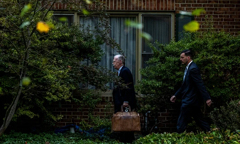 BETHESDA, MARYLAND - OCTOBER 17: John Bolton leaves his home on October 17, 2025 in Bethesda, Maryland. Former national security adviser Bolton was indicted by a federal grand jury on Thursday. (Photo by Alex Kent/Getty Images)