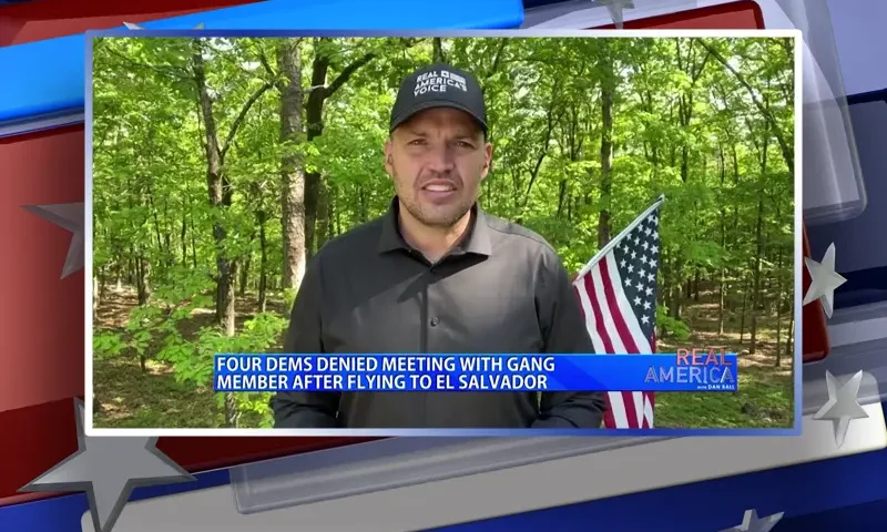 Video still from Real America on One America News Network during an interview with the guest, Ben Bergquam.